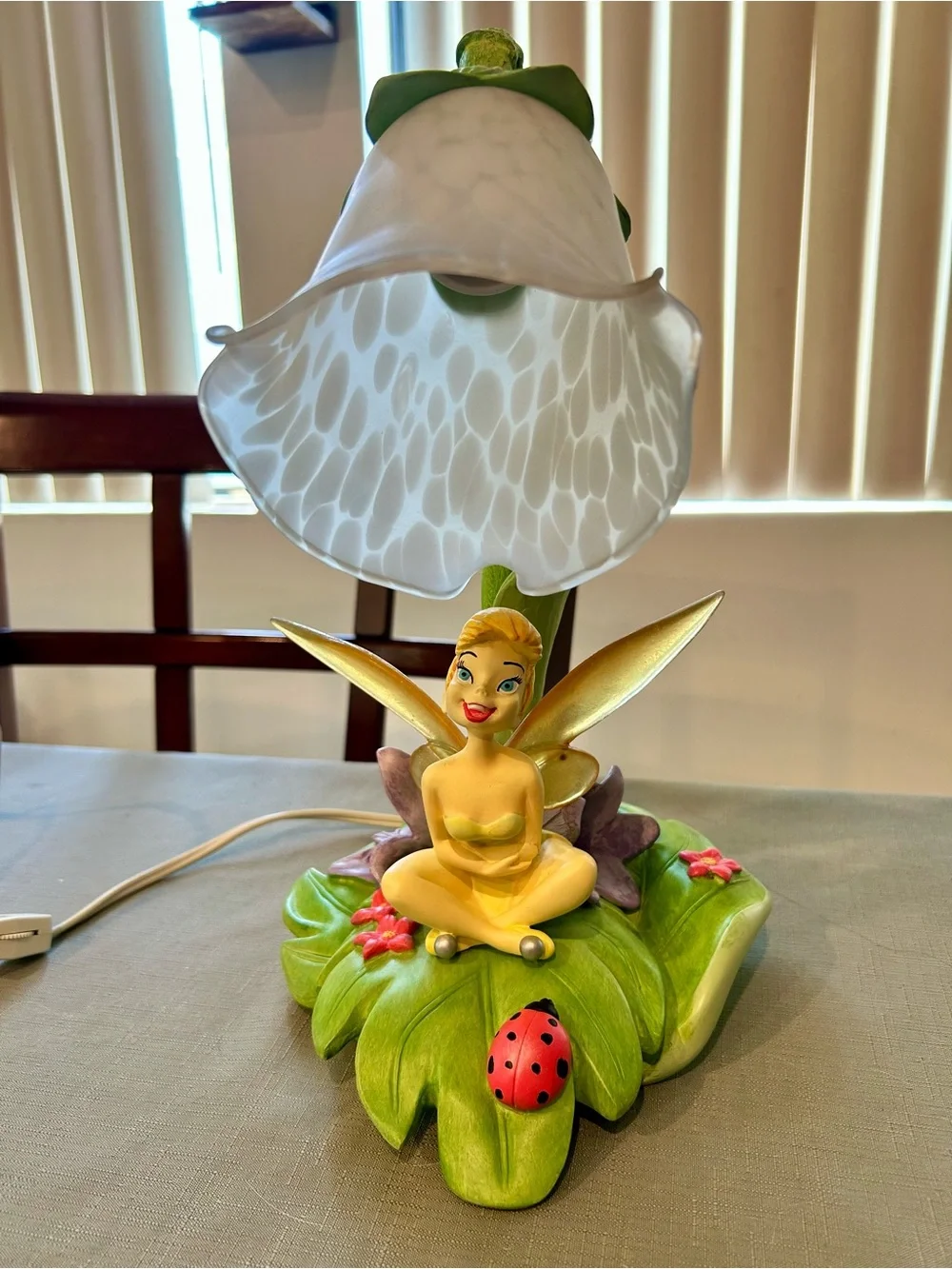 Tinker Bell Floral Table Lamp - Green/White